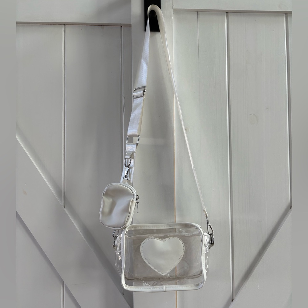 Clear Heart Stadium Crossbody Purse with Coin Pouch